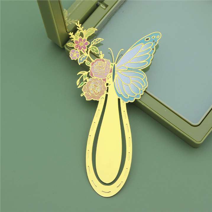 Blooming Butterfly Metal Bookmark - Green