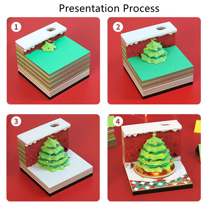 3D Paper Carving Christmas Tree Memo Pad - Presentation Process