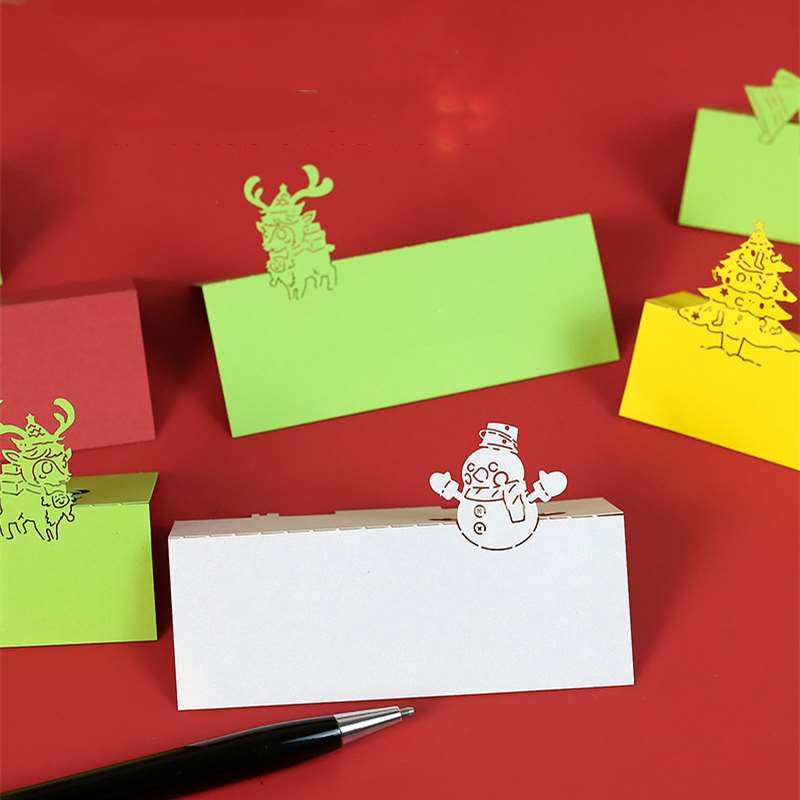 3D Paper Carving Christmas Tree Memo Pad Used as Bookmark