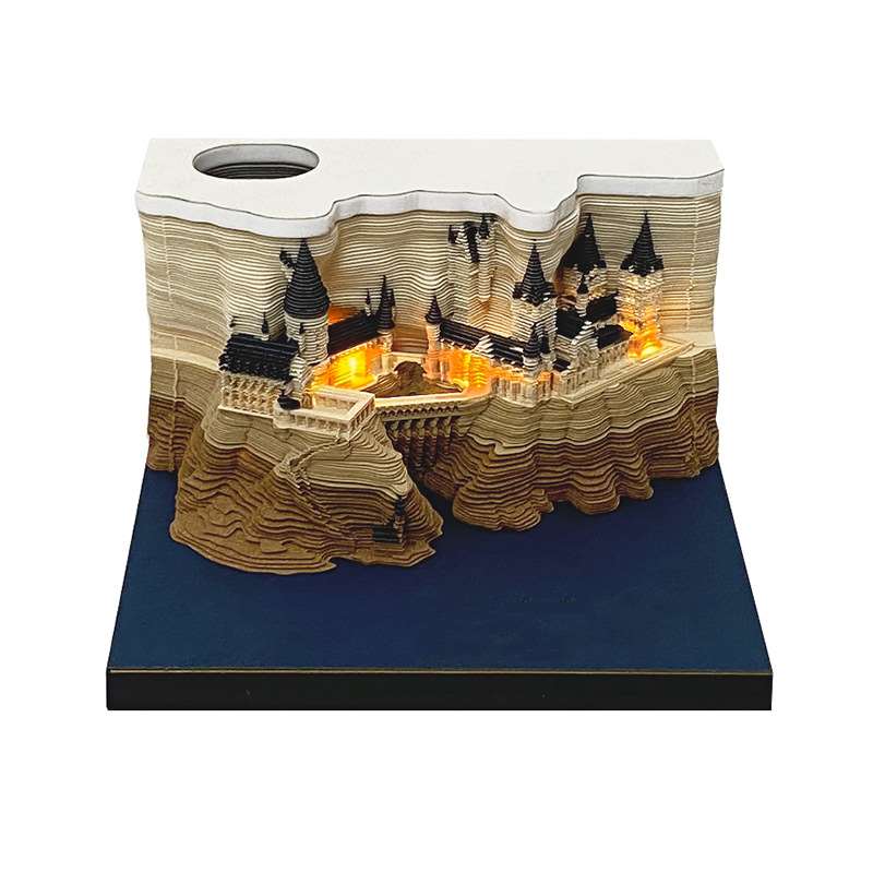 3D Paper Carving Castle Memo Pad With Base Light