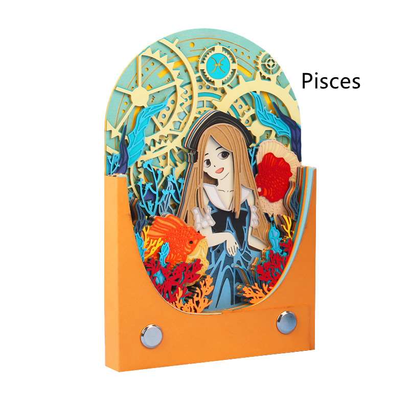 Zodiac Sign Themed Paper Carving Memo Pads - Pisces