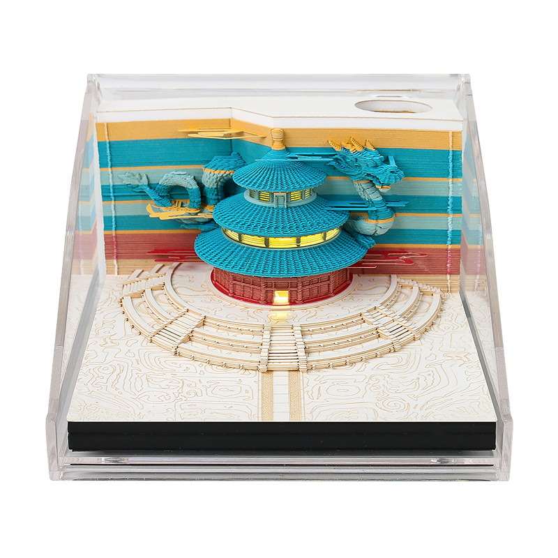 3D Paper Carving Landmark Memo Pad - Ancient Palace with Light