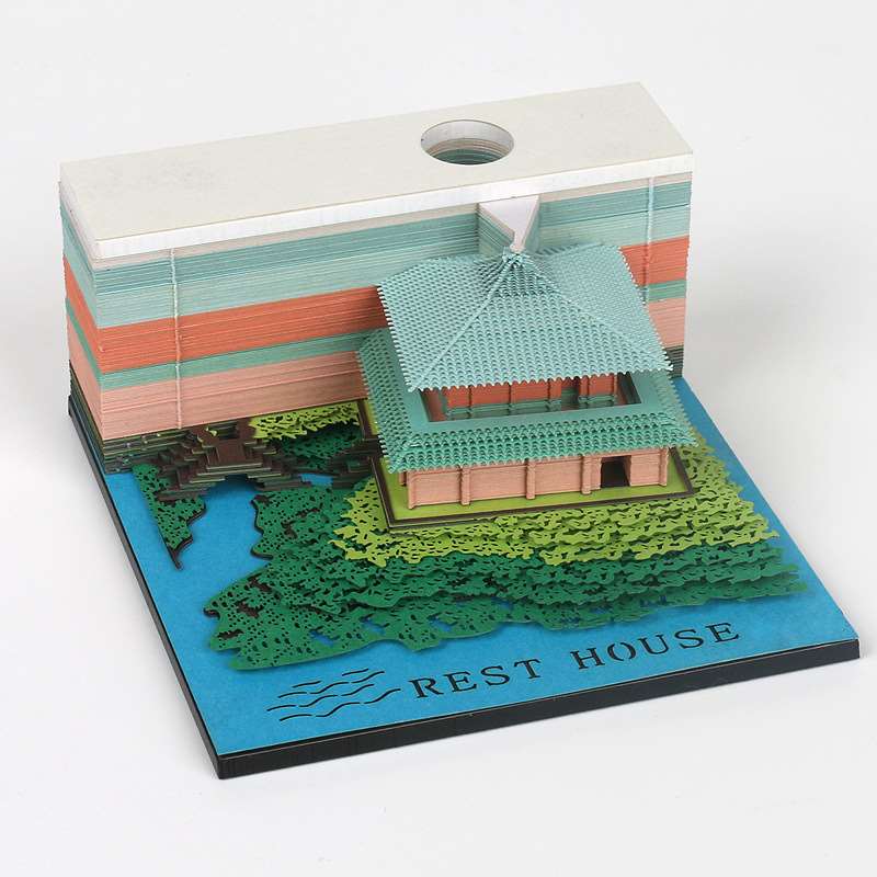 3D Paper Carving Landmark Memo Pad - Rest House