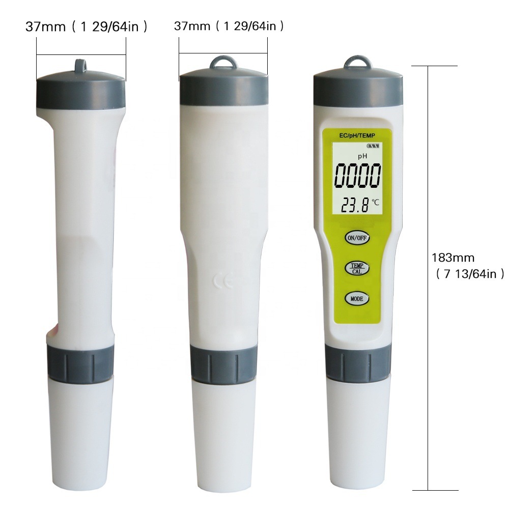 Multifunctional pH EC TEMP Tester for Water - Size