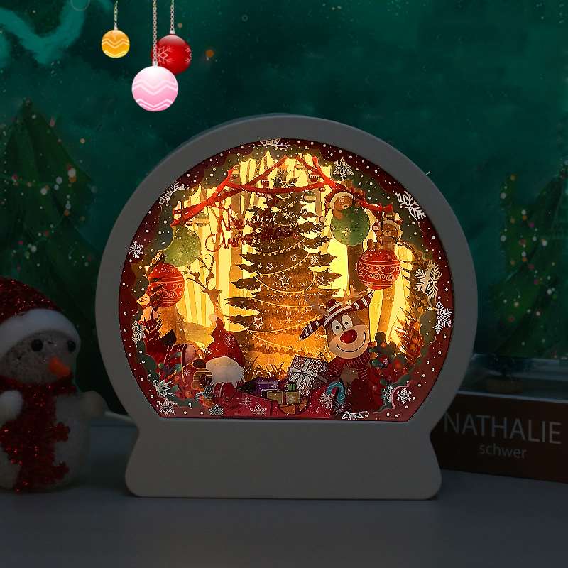 Christmas Themed 3D Paper Carving Lamp - Style 6