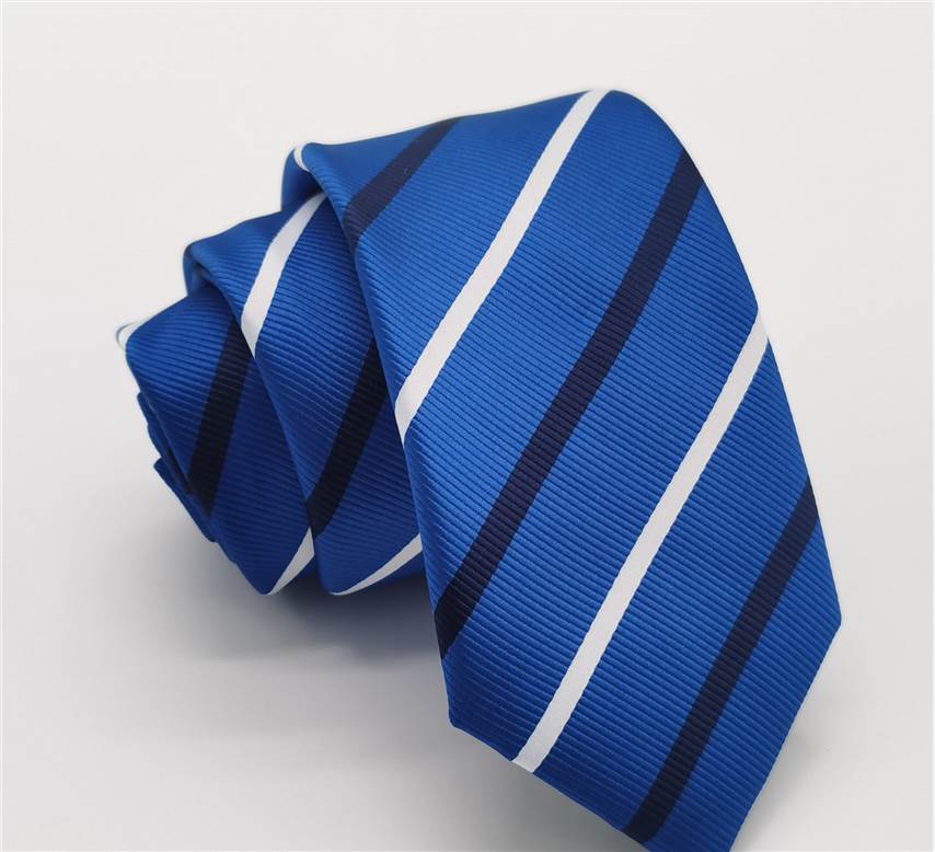 2.5 inch Skinny Striped Polyester Tie for Men - Blue