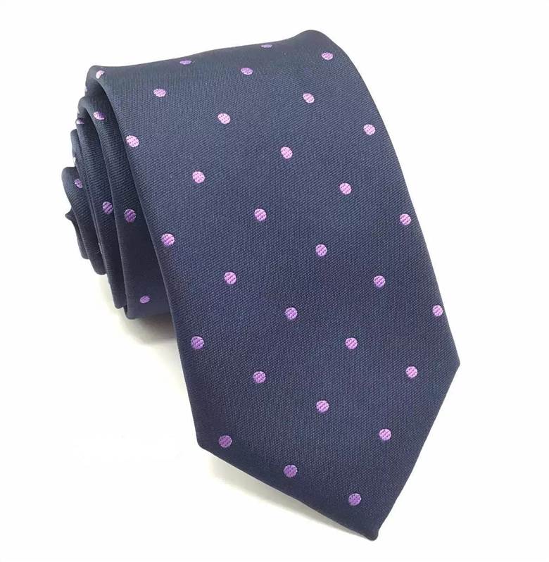 3.15 inch Classic Polka Dot Polyester Tie - Purple Polka Dot