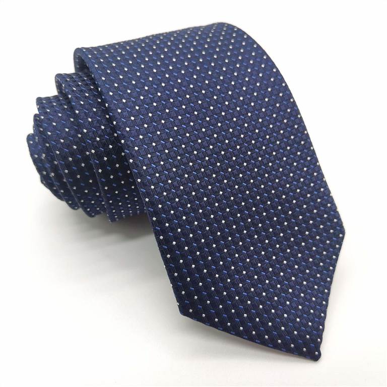 3.15 inch Classic Polka Dot Polyester Tie - Dark Blue