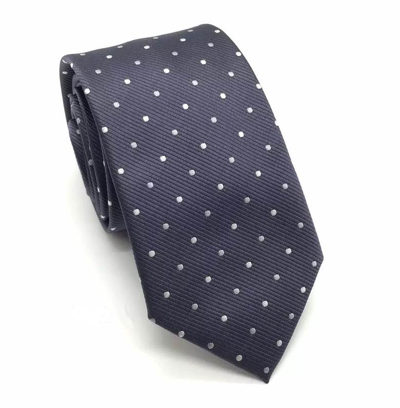 3.15 inch Classic Polka Dot Polyester Tie - Black and White