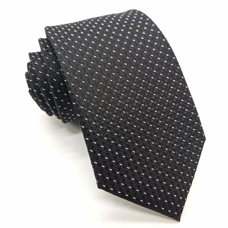 3.15 inch Classic Polka Dot Polyester Tie - Black Pattern