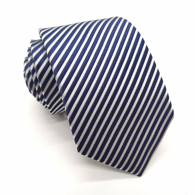 3.15 inch Striped Polyester Tie of Men - White Stripes