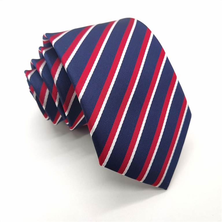 3.15 inch Striped Polyester Tie of Men - Red and White Stripes