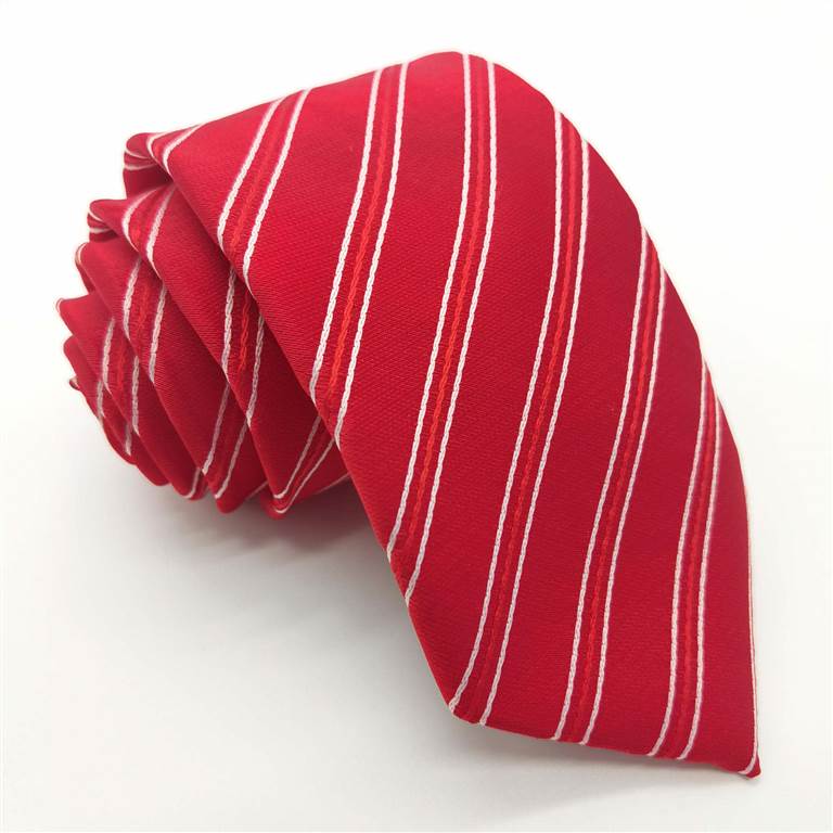 3.15 inch Striped Polyester Tie of Men - Red