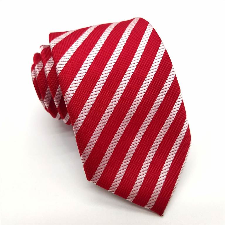 3.15 inch Striped Polyester Tie of Men - Red and White