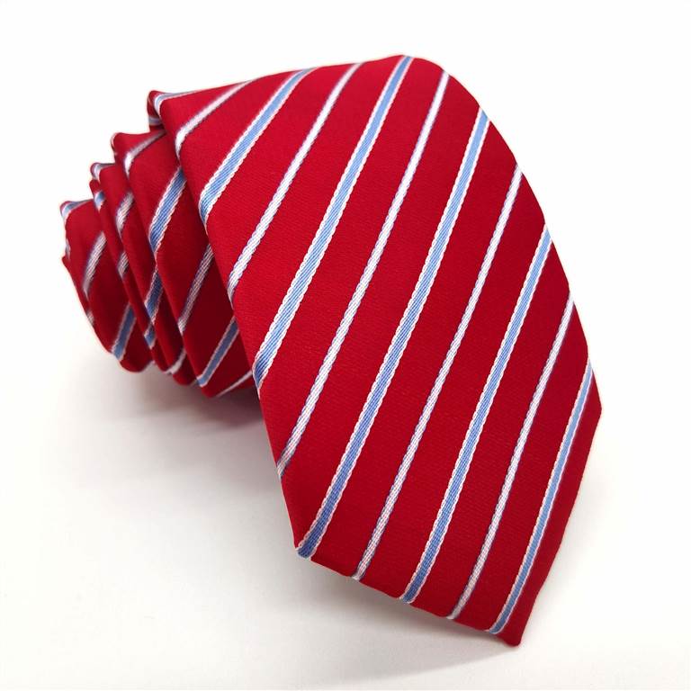 3.15 inch Striped Polyester Tie of Men - Red and Blue