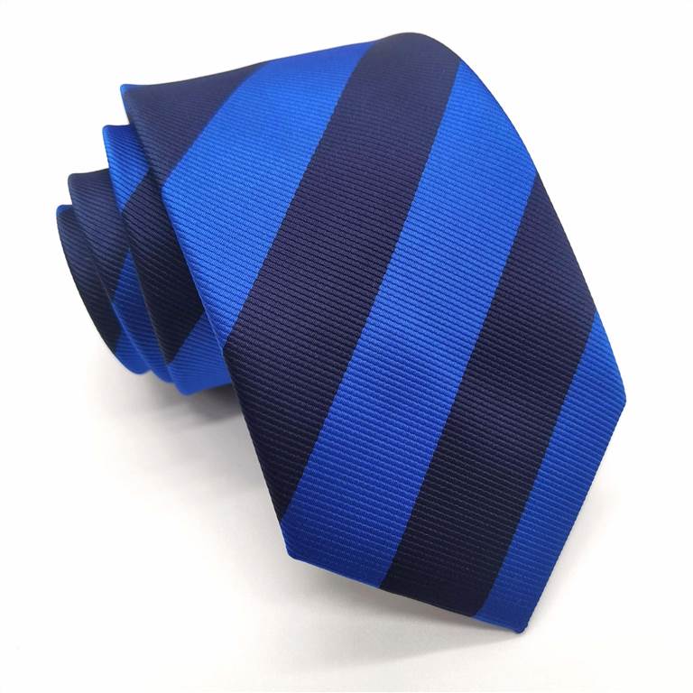 3.15 inch Striped Polyester Tie of Men - Navy Blue and Dark Blue