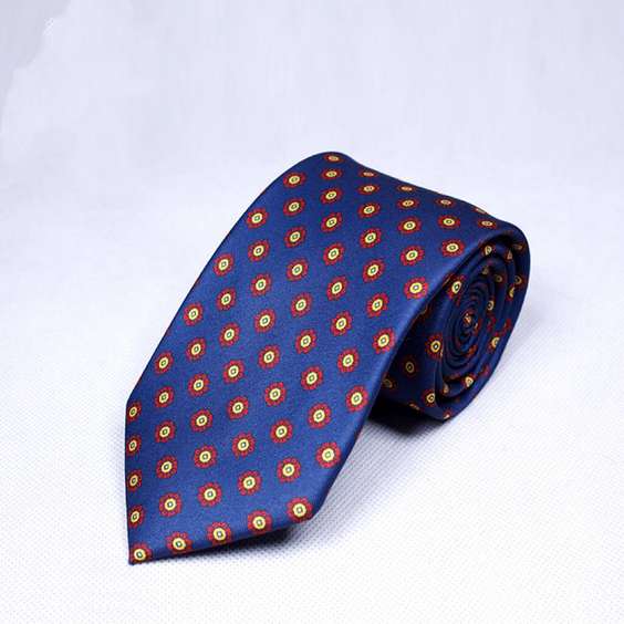 Digital Printing Classic Business Male Microfiber Tie - Royal Blue with Red Patterns