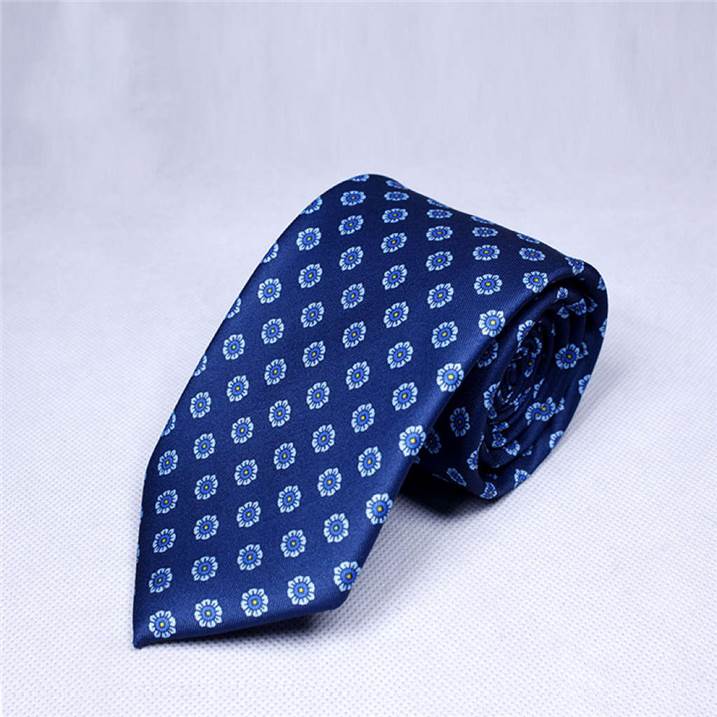 Digital Printing Classic Business Male Microfiber Tie - Royal Blue with Light Blue Patterns