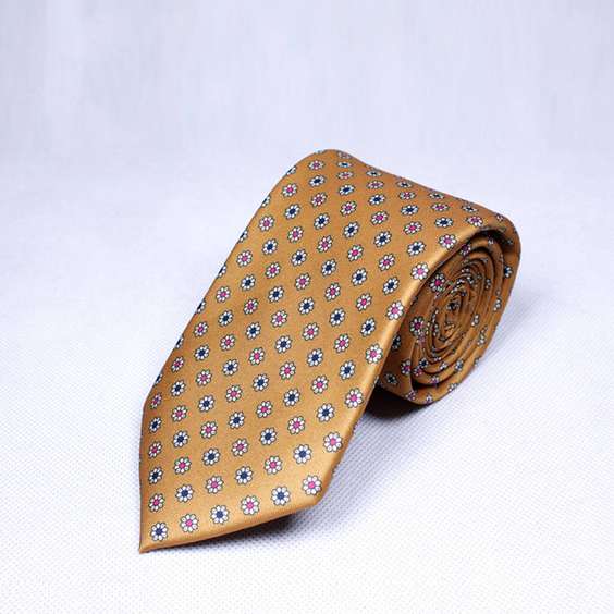 Digital Printing Classic Business Male Microfiber Tie - Golden