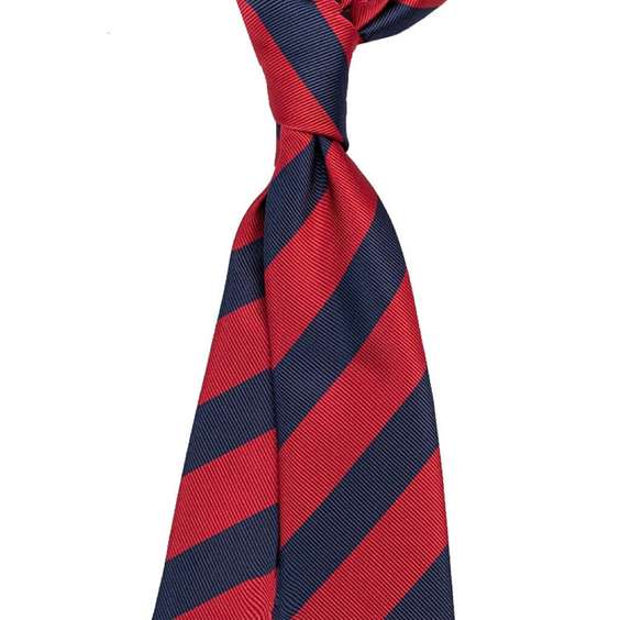 Stripe Pattern Skinny Microfiber Tie - Red