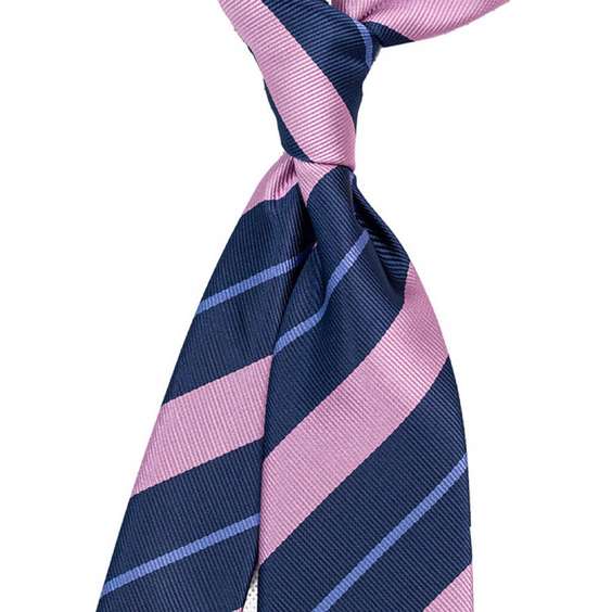 Stripe Pattern Skinny Microfiber Tie - Pink Triple Color