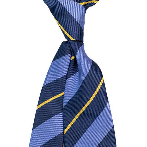 Stripe Pattern Skinny Microfiber Tie - Blue Triple Color