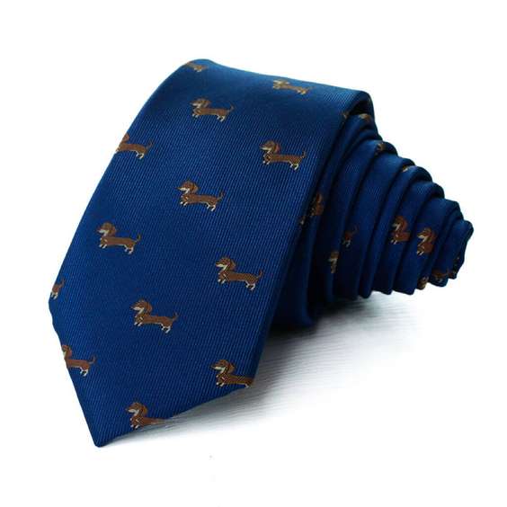 Cute Animals Topic Microfiber Tie - Blue Dog