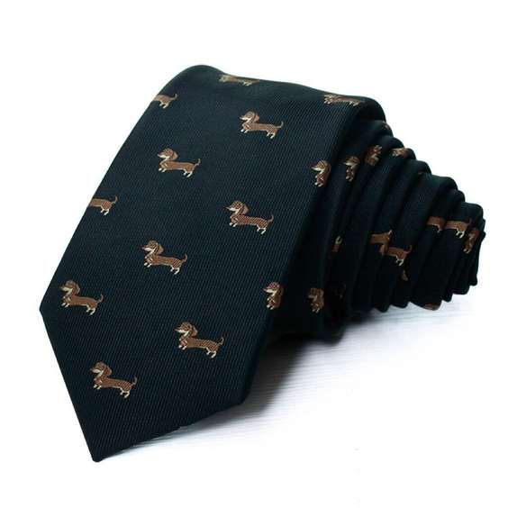 Cute Animals Topic Microfiber Tie - Black Dog