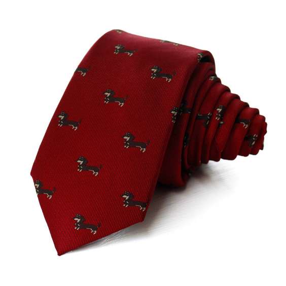 Cute Animals Topic Microfiber Tie - Red Dog