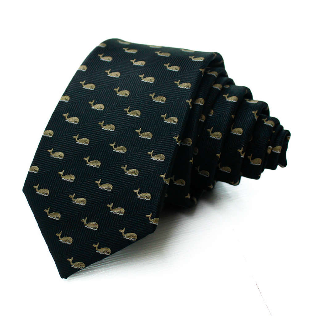 Cute Animals Topic Microfiber Tie - Black Whale