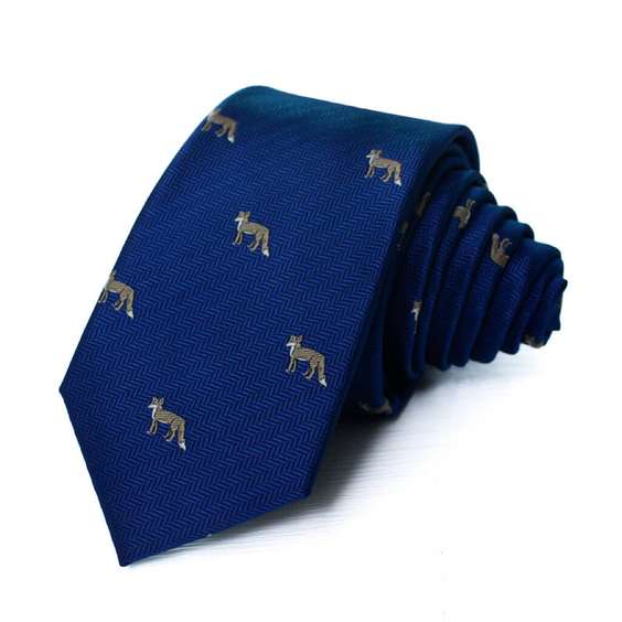 Cute Animals Topic Microfiber Tie - Blue Fox
