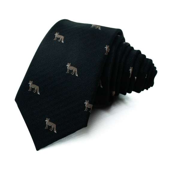 Cute Animals Topic Microfiber Tie - Black Fox