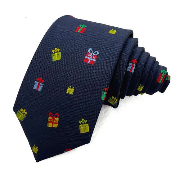 Cute Christmas Topic Floral Microfiber Tie - Gifts
