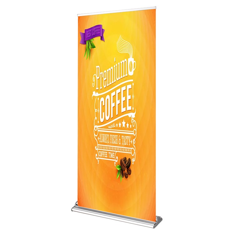 Small Mountain Base Retractable Banner Stand - Coffee Store