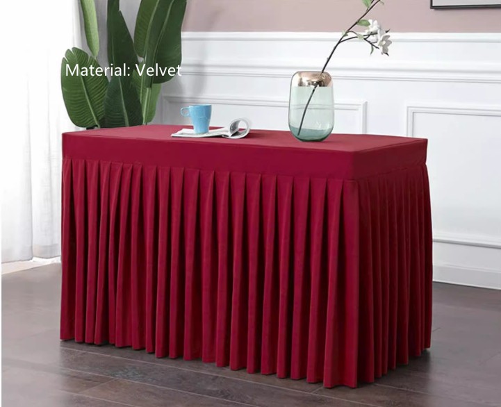 Rectangular Table Throws - Velvet Pleated Table Skirt