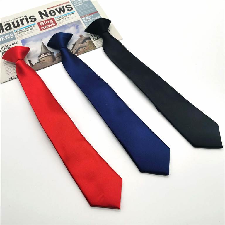 2.36 Slim Polyester Solid Color Clip-on Tie - Three Colors