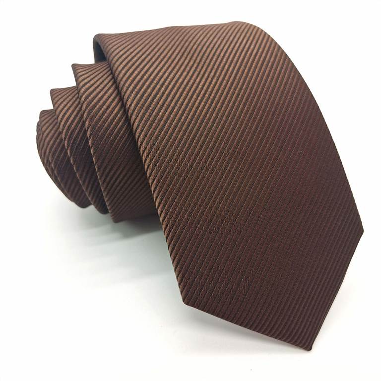 3.15 inch Solid Color Polyester Tie Ten Colors - Brown Twill Woven