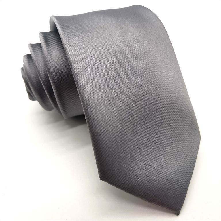 3.15 inch Solid Color Polyester Tie Ten Colors - Silver Gray Twill Woven