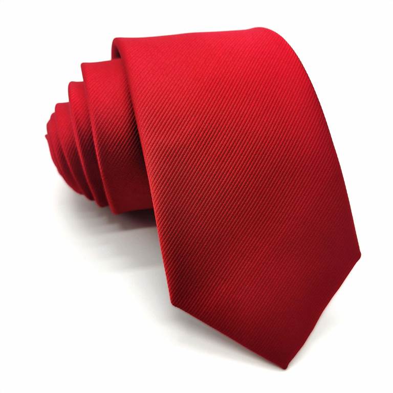 3.15 inch Solid Color Polyester Tie Ten Colors - Red Twill Woven