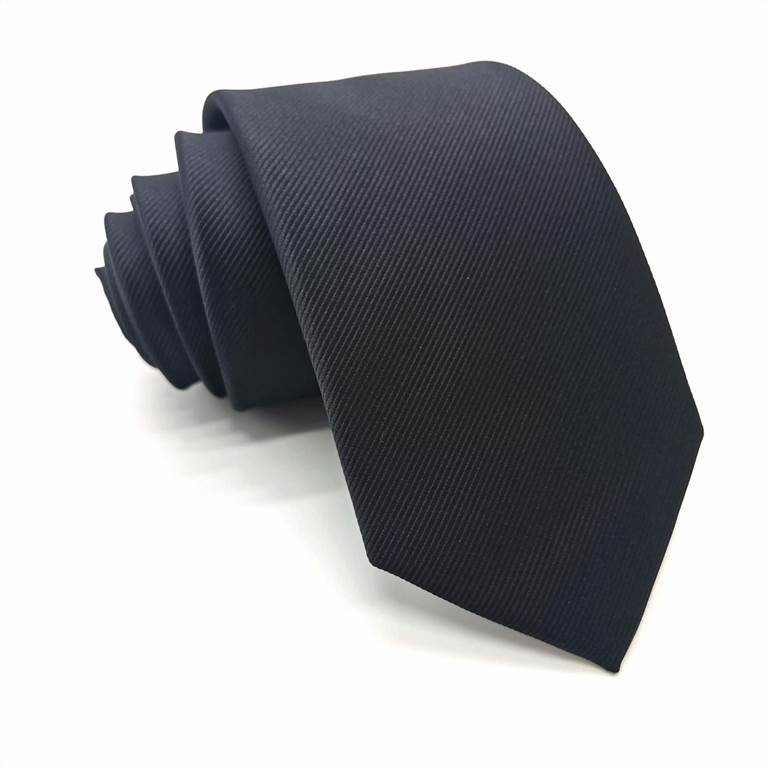 3.15 inch Solid Color Polyester Tie Ten Colors - Black Twill Woven