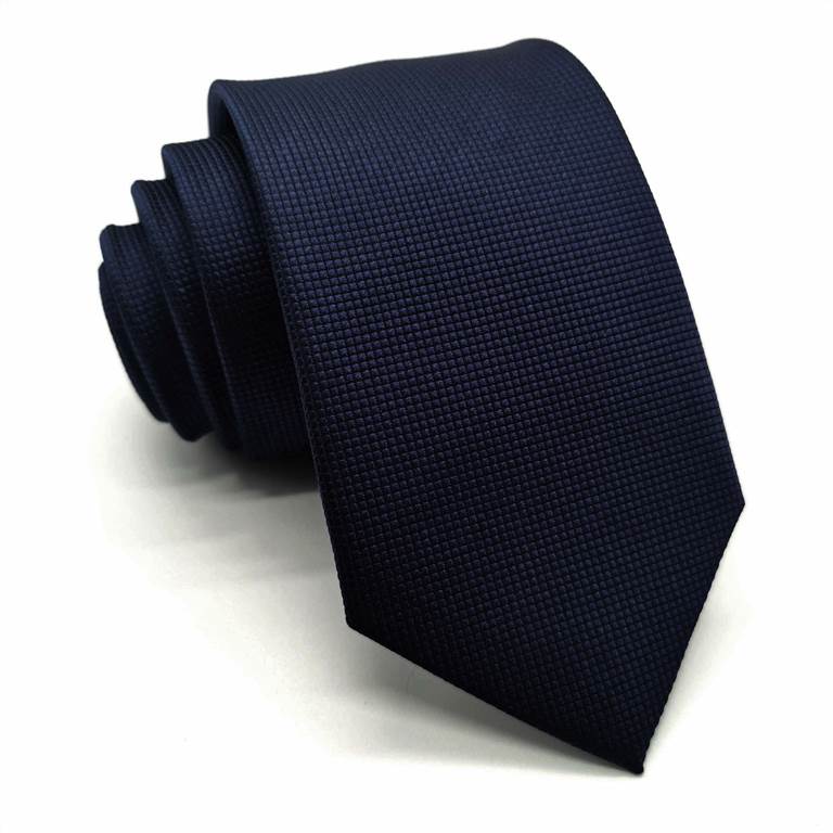 3.15 inch Solid Color Polyester Tie Ten Colors - Black Grid Pattern