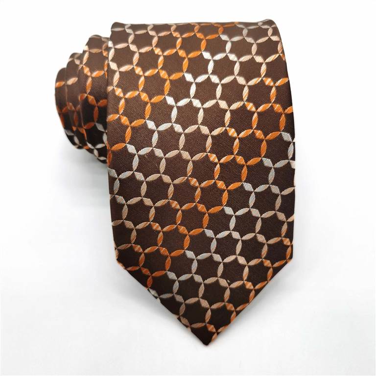 Hexagonal Striped Business Silk Tie - Orange