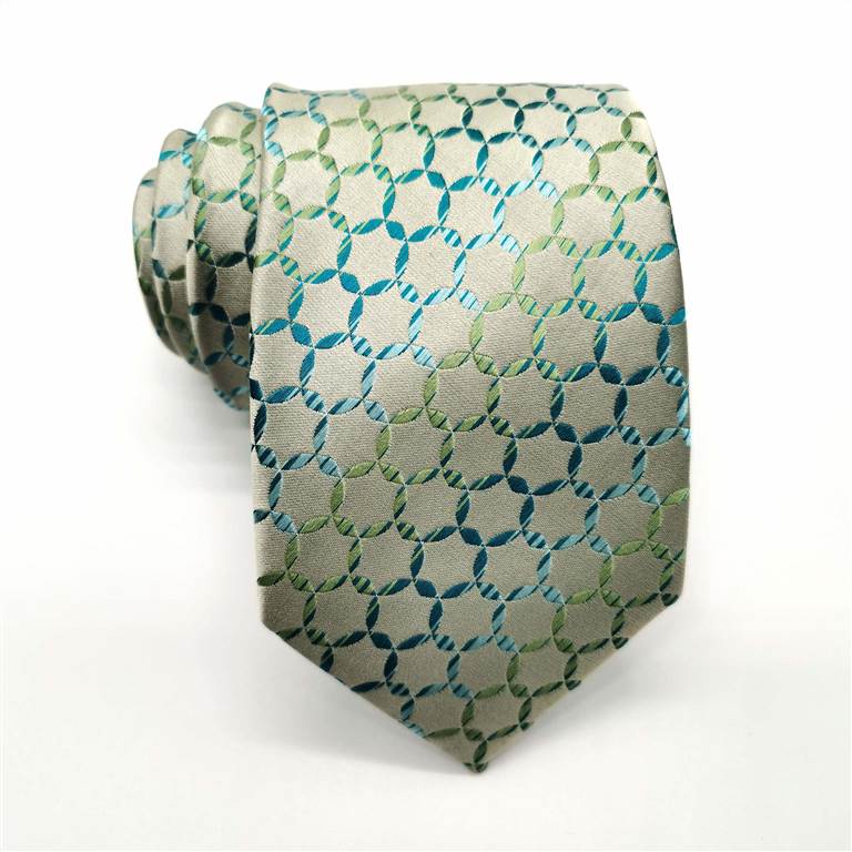 Hexagonal Striped Business Silk Tie - Green