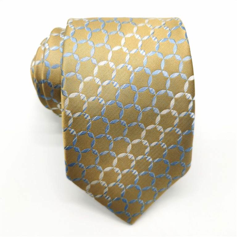 Hexagonal Striped Business Silk Tie - Yellow
