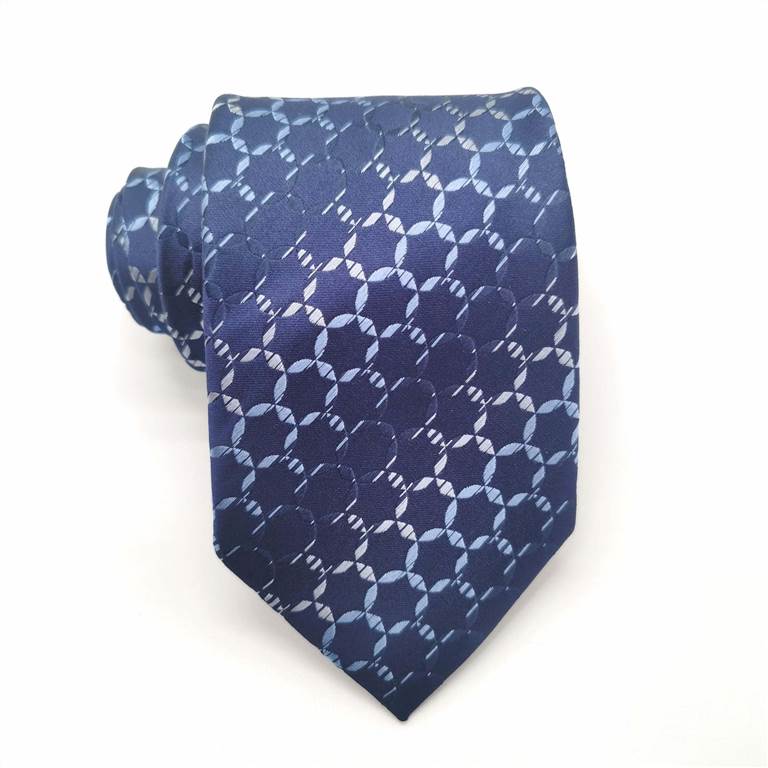 Hexagonal Striped Business Silk Tie - Blue Purple
