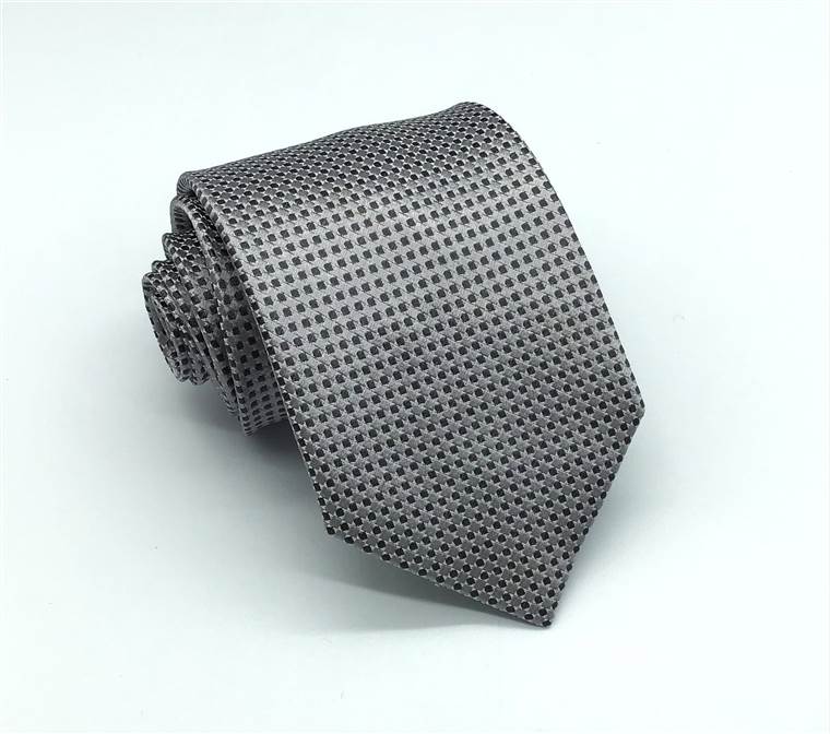 Striped Business Formal Silk Tie - Silver and Black