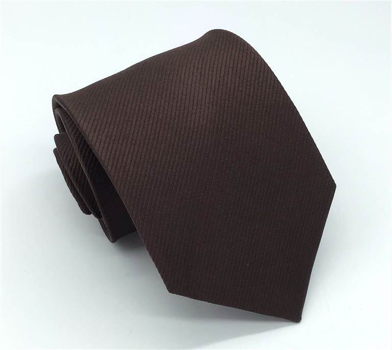 Solid Color Twill Silk Tie - Brown