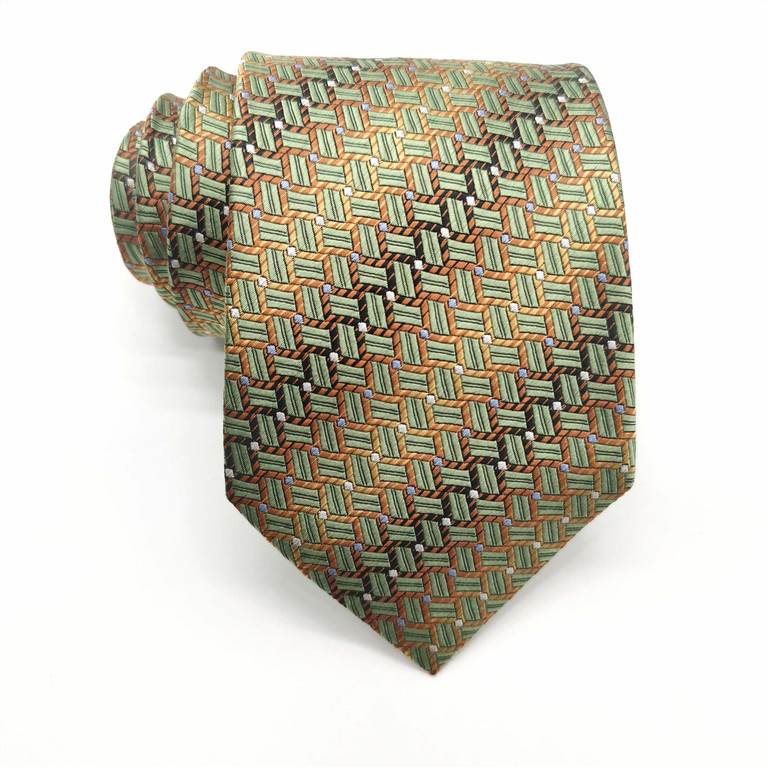 Tweed Plaid Pattern Silk Tie - Yellow