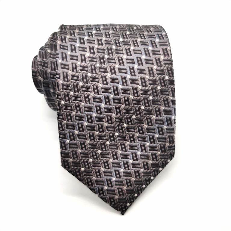 Tweed Plaid Pattern Silk Tie - Deep Purple