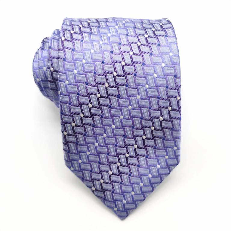 Tweed Plaid Pattern Silk Tie - Purple